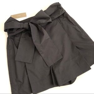 NWT J. Crew tie waist short in black poplin G4893